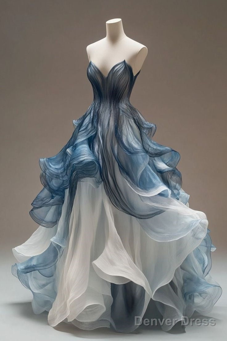 A-Line V-Neck Tulle Long Prom Dress, Vintage Formal Dress Secondary image