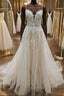 A Line V Neck White Lace Long Prom Wedding Dress, Thin Strap White Lace Prom Dress, White Lace Prom Dresses