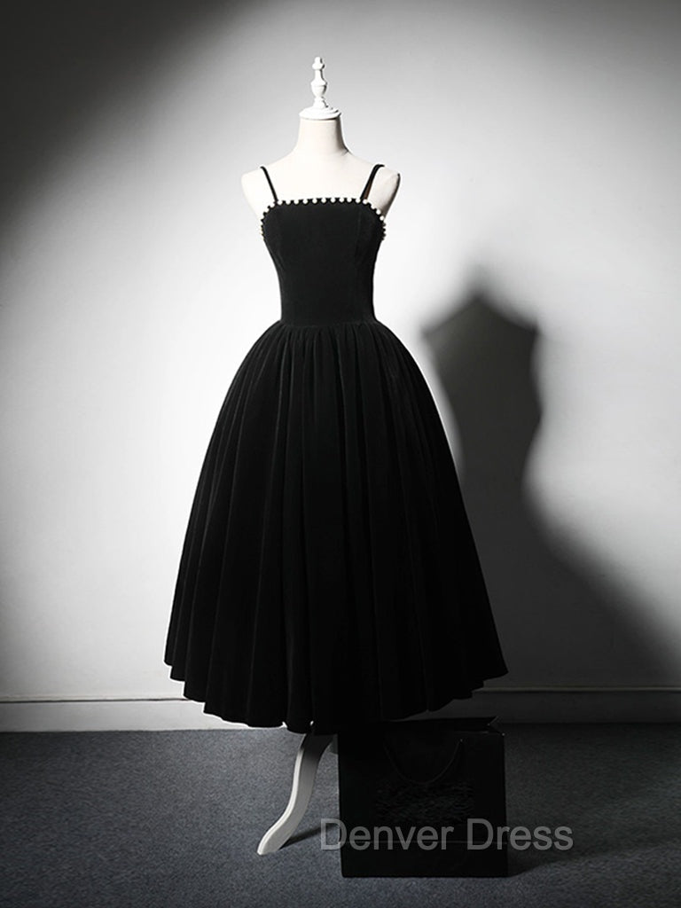 A Line Velvet Tea Length Burgundy Prom Dress, Burgundy Cocktail Dresses Secondary image
