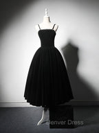 A Line Velvet Tea Length Burgundy Prom Dress, Burgundy Cocktail Dresses
