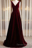 A Line Velvet V Neckline Sleeveless Long Prom Dress Prom Dress Bridesmaid Dresses