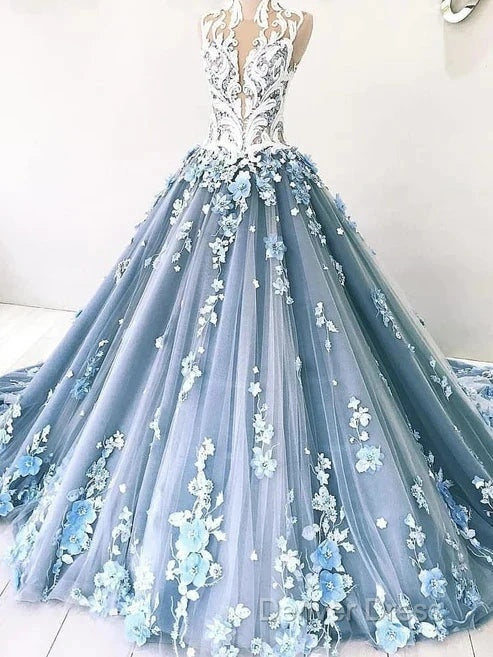 A Line Vintage Backless Wedding Dresses Tulle High Neck