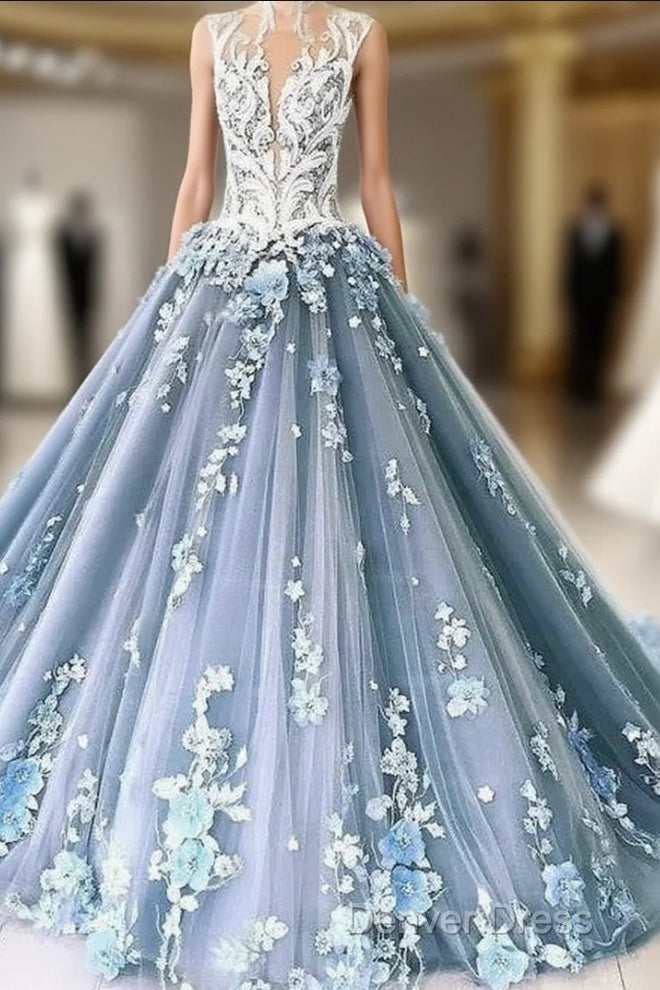 A-Line Vintage Backless Wedding Dresses Tulle High Neck Main image