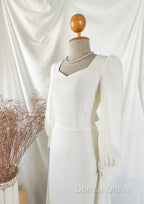 A Line Vintage White Wedding Dress Elegance Gowns Minimal Long Sleeve Style Bride Dresses