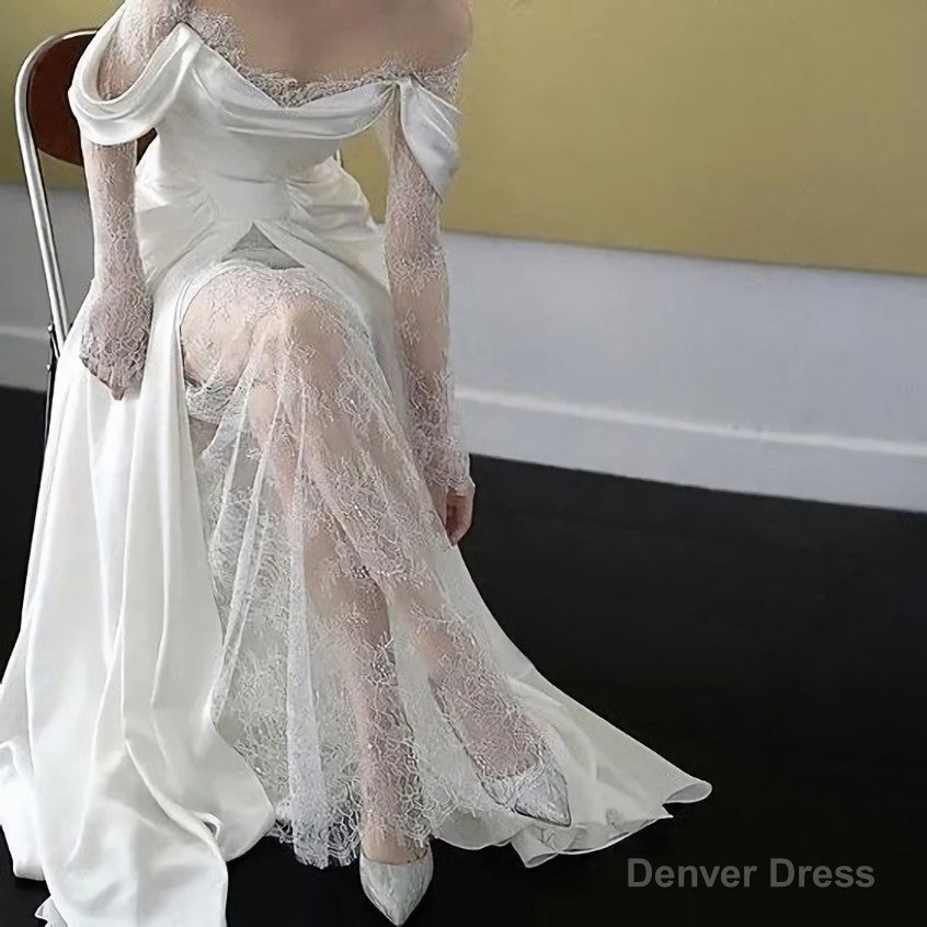 A Line Wedding Dress Long Satin Prom Dresses Secondary image