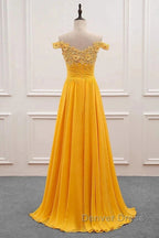 A Line Wedding Guest Dress Floral Dresses Prom Sweep Brush Train Sleeveless Off Shoulder Chiffon With Appliques