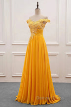 A Line Wedding Guest Dress Floral Dresses Prom Wedding Prom Sweep Brush Train Sleeveless Off Shoulder Chiffon With Appliques