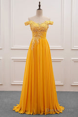A-Line Wedding Guest Dresses Floral Dress Prom Wedding Party Sweep / Brush Train Sleeveless Off Shoulder Chiffon With Appliques
