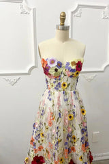 A-Line Wedding Guest Dresses Floral Dress Wedding Guest Floor Length Sleeveless Illusion Neck Wednesday Addams Family Cotton Backless With Embroidery Appliques
