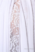 A Line White Prom Dress Straps Chiffon Long Prom Dresses