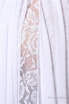 A-line White Evening Dresses Straps Chiffon Long Formal Dresses