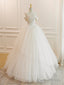 A-Line White Off Shoulder Tulle Long Prom Dress, White Long Formal Dress