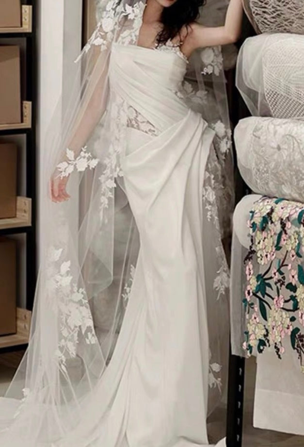 A Line White Birthday Prom Dress Lace Wedding Dresses