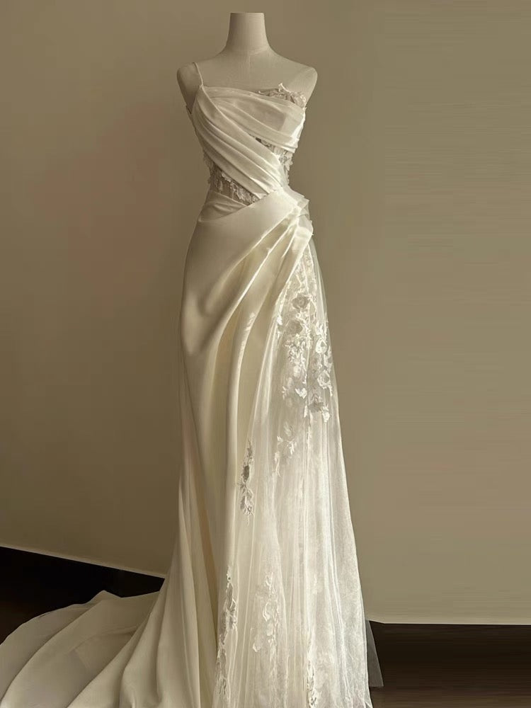 A Line White Birthday Prom Dress Lace Wedding Dresses Main image