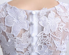A Line White Tulle Appliques Long Sleeve Homecoming Dresses
