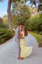 Yellow Fashion Square Neck A-Line Multi-Layered Long Tulle Ball Gowns Prom Dresses