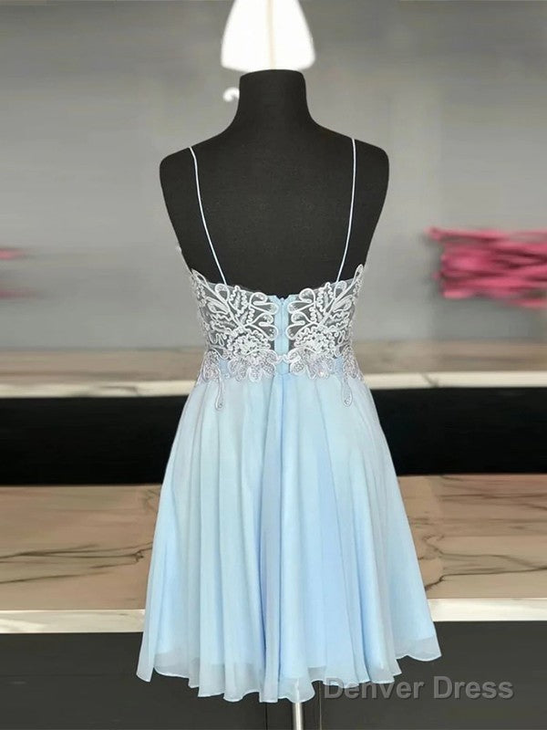 A Shaped Princess Chiffon Sticker Fine Shoulder Strap Sleeveless Short Homecoming Dresses Secondary image