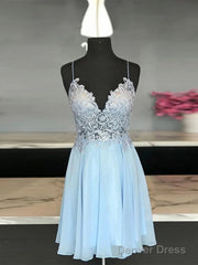 A-Shaped Princess Chiffon Sticker Fine Shoulder Strap Sleeveless Short Homecoming Dress
