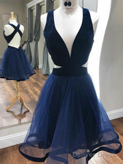 A-Shaped Princess Sheer Ruffled V-Neck Sleeveless Short Homecoming Dress