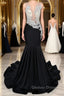 Portrait Trumpet Sweep Train Sleeveless Beading Prom Dresses