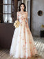 A_line Sweetheart Neck Champagne Long Prom Dress, Champagne Long Prom Dresses