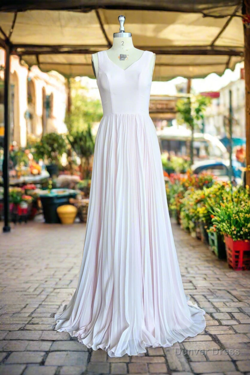 Adorable Chiffon V Neck Long Bridesmaid Dresses