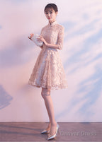 Adorable High Neckline Lace Short Party Dress Formal Dress, Lace Short Prom Dress