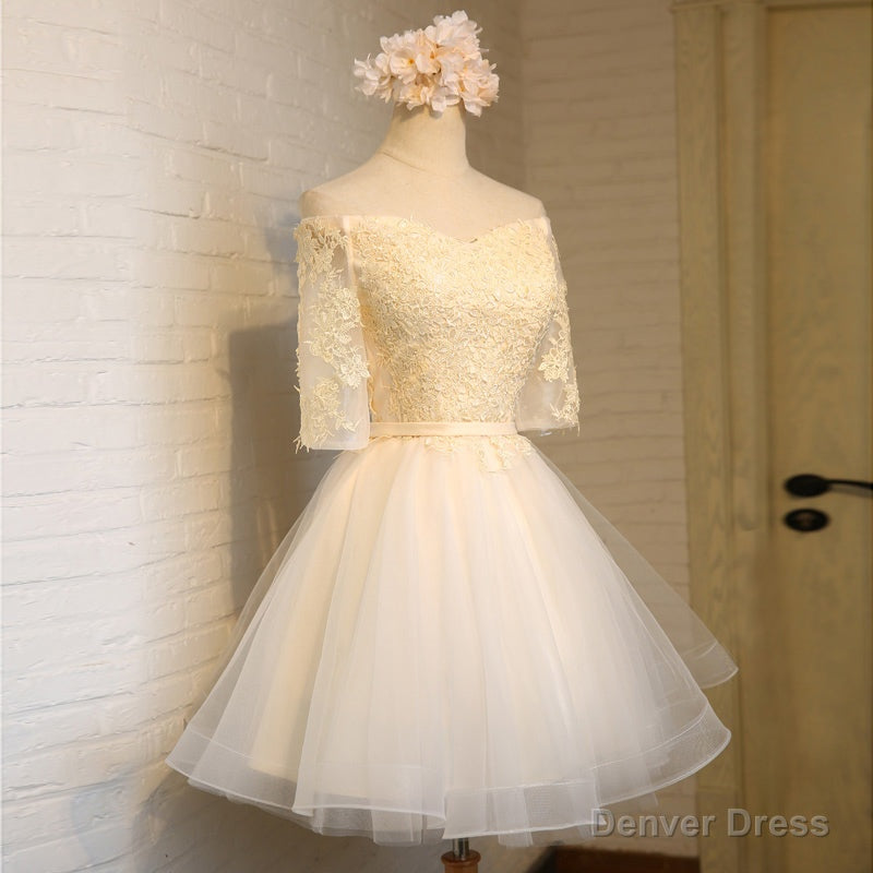 Adorable Knee Length Tulle with Lace Applique Prom Dress, Homecoming Dresses Secondary image