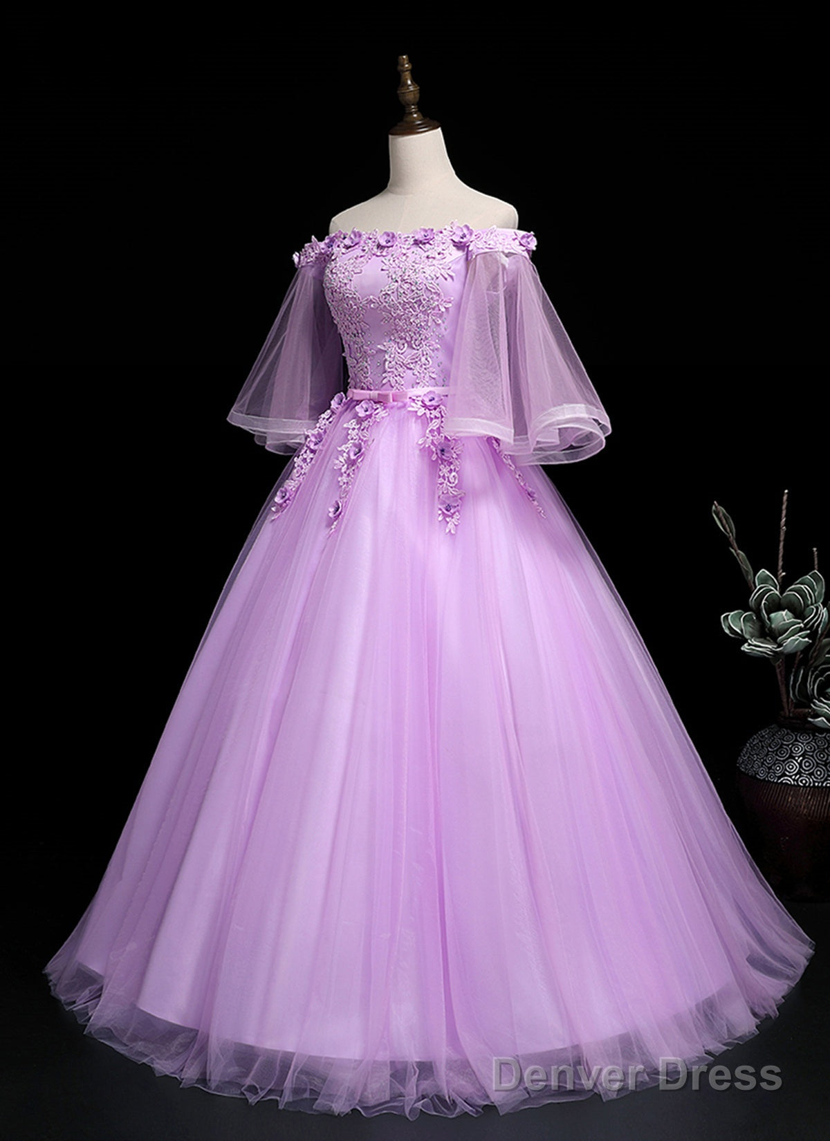 Adorable Lavender Sweet 16 Gowns, Off Shoulder Prom Dresses
