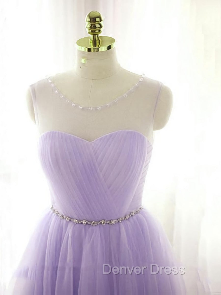 Adorable Light Purple Round Neckline Beaded Short Prom Dress, Cute Homecoming Dresses Secondary image