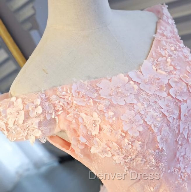 Adorable Pink Tulle Off Shoulder Pink Prom Dress , Sweetheart Prom Dresses