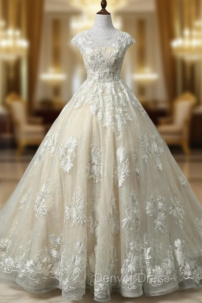 Advanced Sexy A Line Wedding Dresses Scoop Neck Tulle