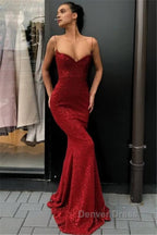 Affordable Sheath Sequins Long Cheap Prom Dress Spaghetti Straps Sexy Prom Dresses