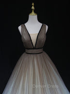 Aline V Neck Tulle Long Prom Dress Tulle Long Prom Graduation Dresses
