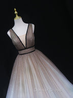 Aline V Neck Tulle Long Prom Dresses Tulle Long Formal Graduation Dresses