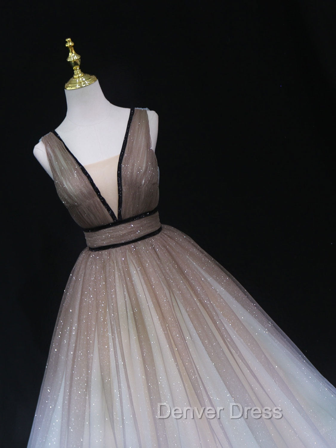 Aline V Neck Tulle Long Prom Dresses Tulle Long Formal Graduation Dresses