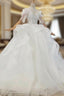 Always Remember Wearing White Tulle Lace Short Sleeve High Neck Backless Wedding Dresses