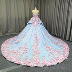Amazing 3D Floral Lace Flower Satin Wedding Dresses Sweetheart Ball Gown