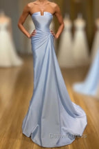 Amazing Long Blue Mermaid Graduation Dresses Fabulous Sleeveless Prom Dresses