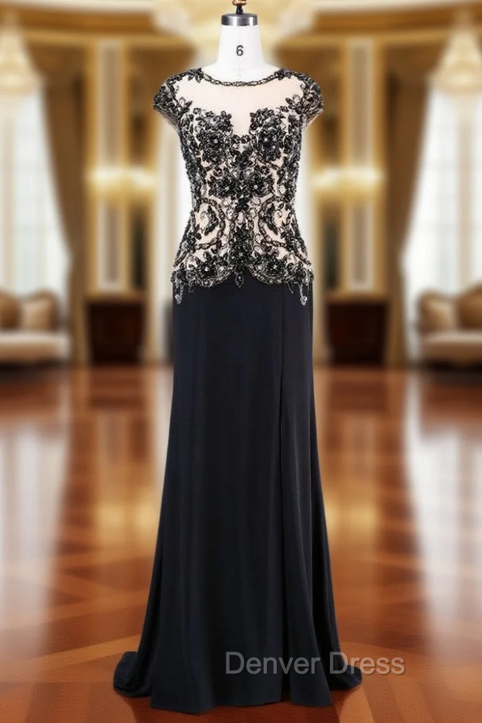 Amazing Mother of the Bride Pant suits With Scoop-Neck Cap Sleeves Beading Long Length Chiffon Main image