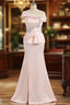Amazing Pink Mother Of The Bride Dresses Mermaid V-neck Cap Sleeves