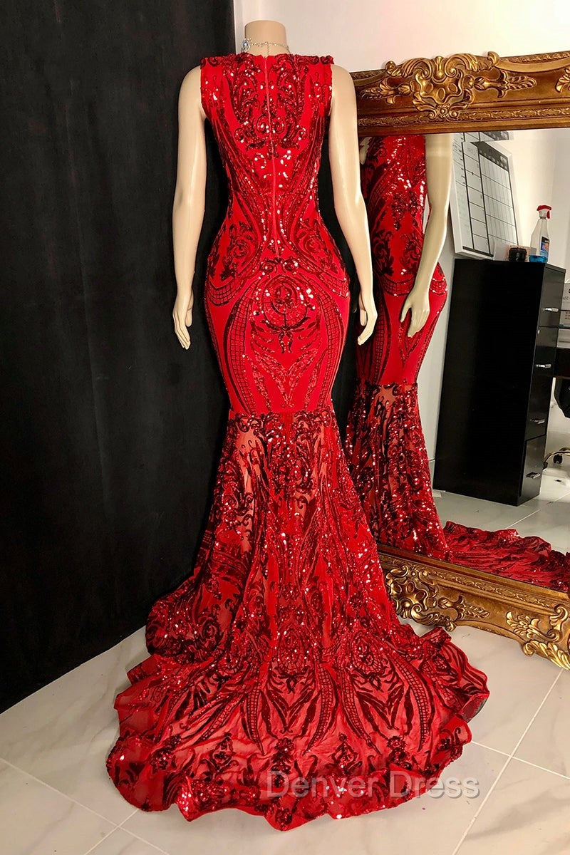 Amazing Sequins Mermaid Prom Dresses Sleeveless V Neck Online