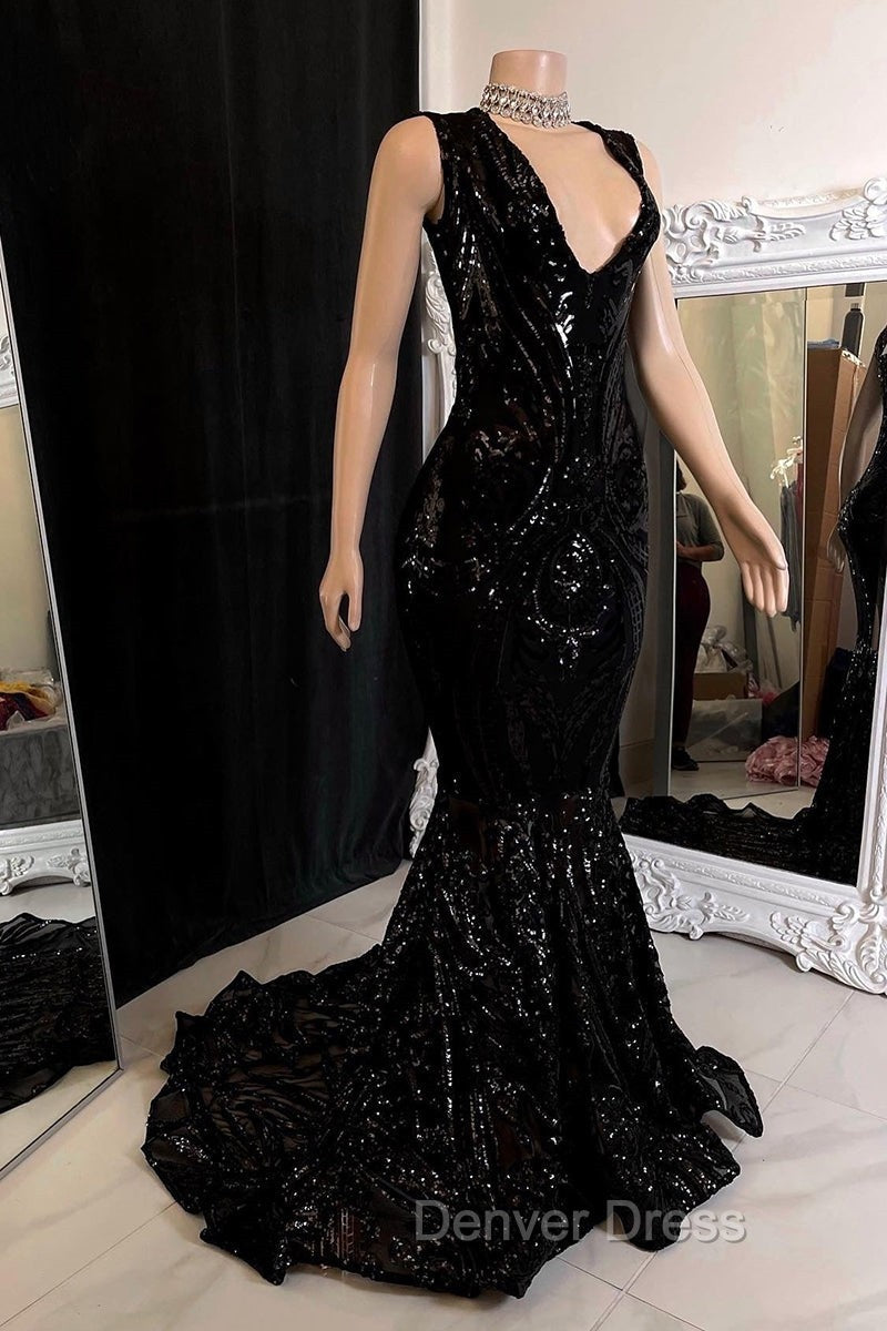 Amazing Sequins Mermaid Prom Dresses Sleeveless V Neck Online