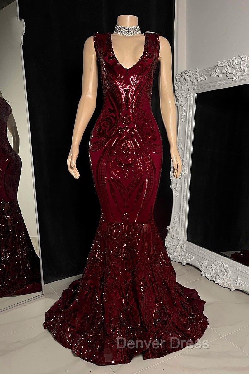 Amazing Sequins Mermaid Prom Dresses Sleeveless V-Neck Online