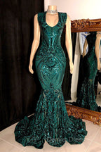 Amazing Sequins Mermaid Prom Dresses Sleeveless V Neck Online