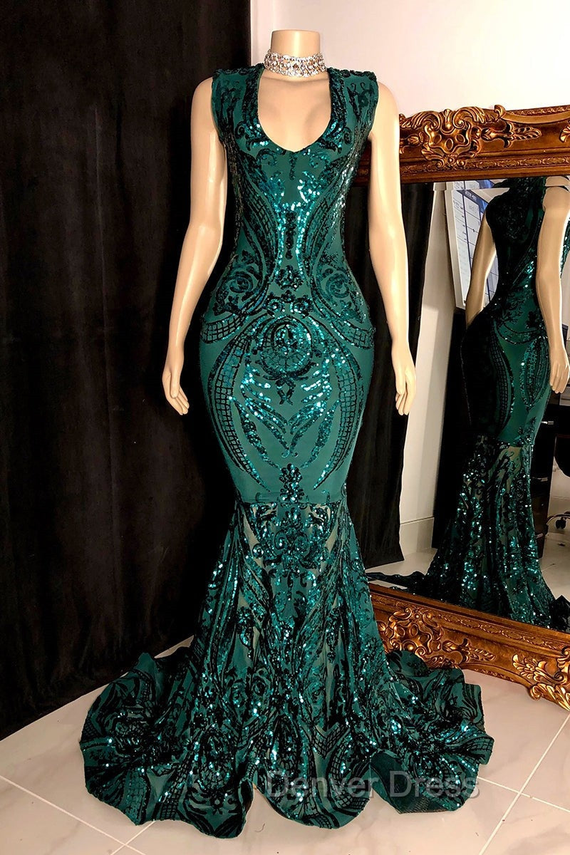 Amazing Sequins Mermaid Prom Dresses Sleeveless V Neck Online