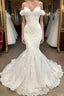 Amazing Sweetheart Mermaid White Wedding Dresses Off the shoulder Lace Bridal Gown Online