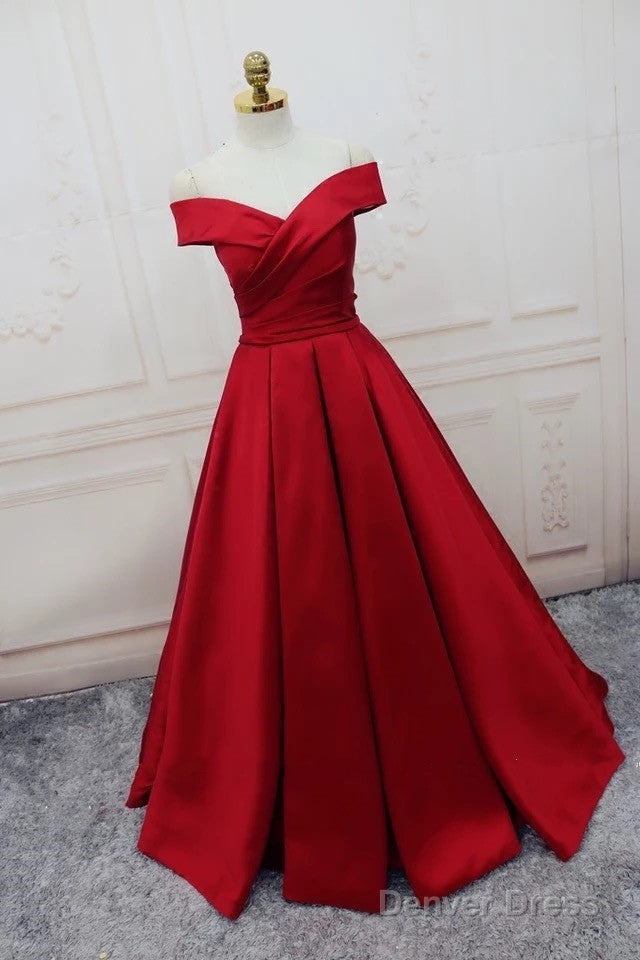 Amazing V Neck Off The Shoulder Long Satin Prom Gown Secondary image
