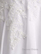 Appliques V Neck Lace Up Chiffon Wedding Dresses