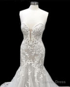 Appliques Wedding Dresses Mermaid Sweetheart Tulle Ruffles
